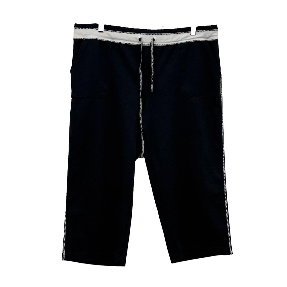 Y2K Capri Jogger Pants Athleisure Sporty Silverwear Cotton Stretch Black Large